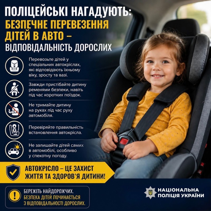 безпечне перевезення дітей в авто