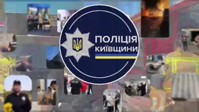 На фотографії зображено надпис поліція Київщини до відео про тиждень для поліції столичного регіону, який вчергове минає у посиленому режимі.