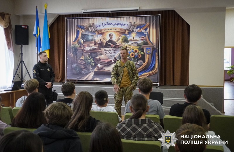 Ліцеїсти під час спілкування з ветераном