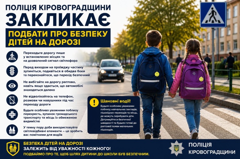 Подбайте про безпеку дітей на дорозі