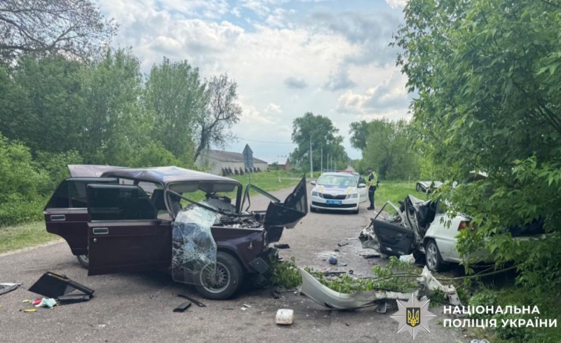 На фотографії зображено місце події та автомобілі, які є учасниками ДТП.
