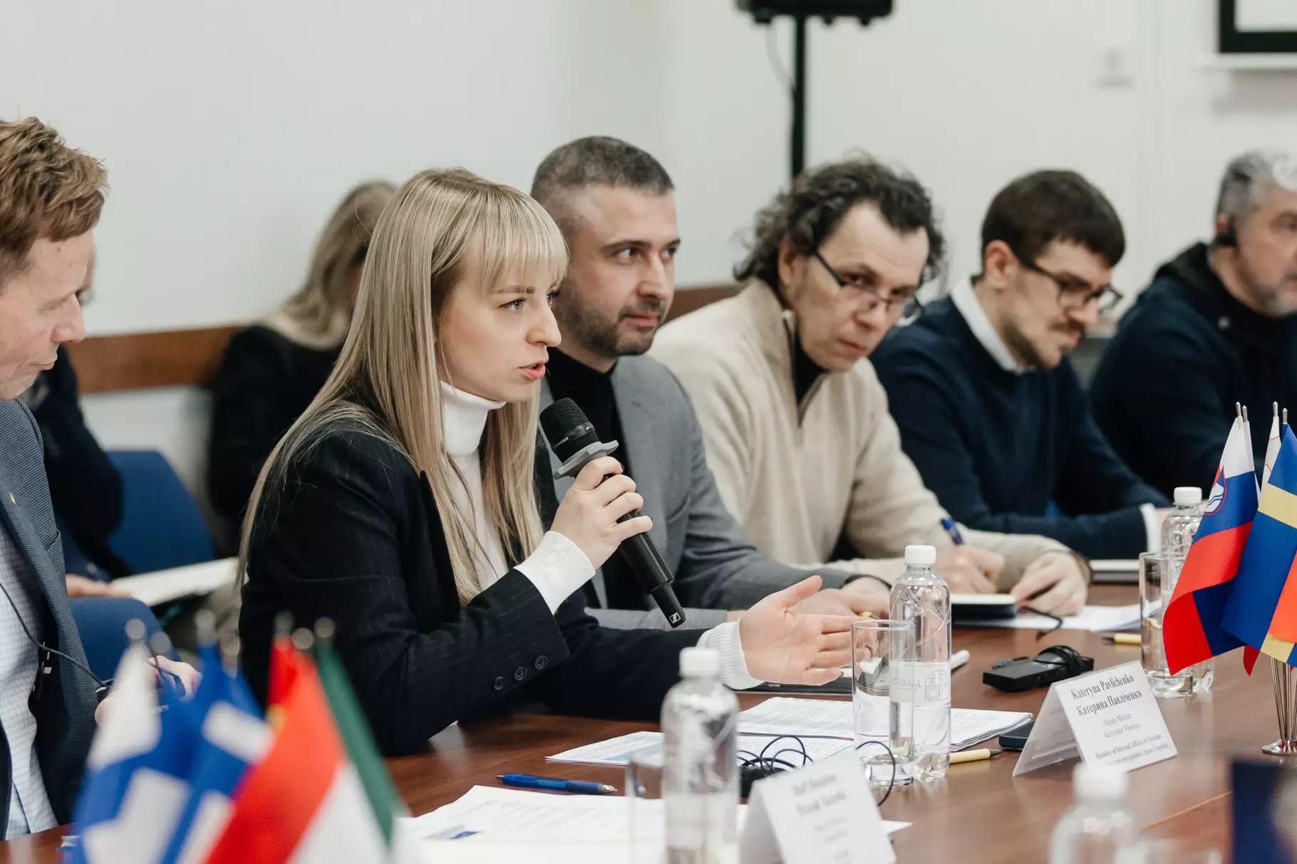 Катерина Павліченко доповідає на засіданні СРГ