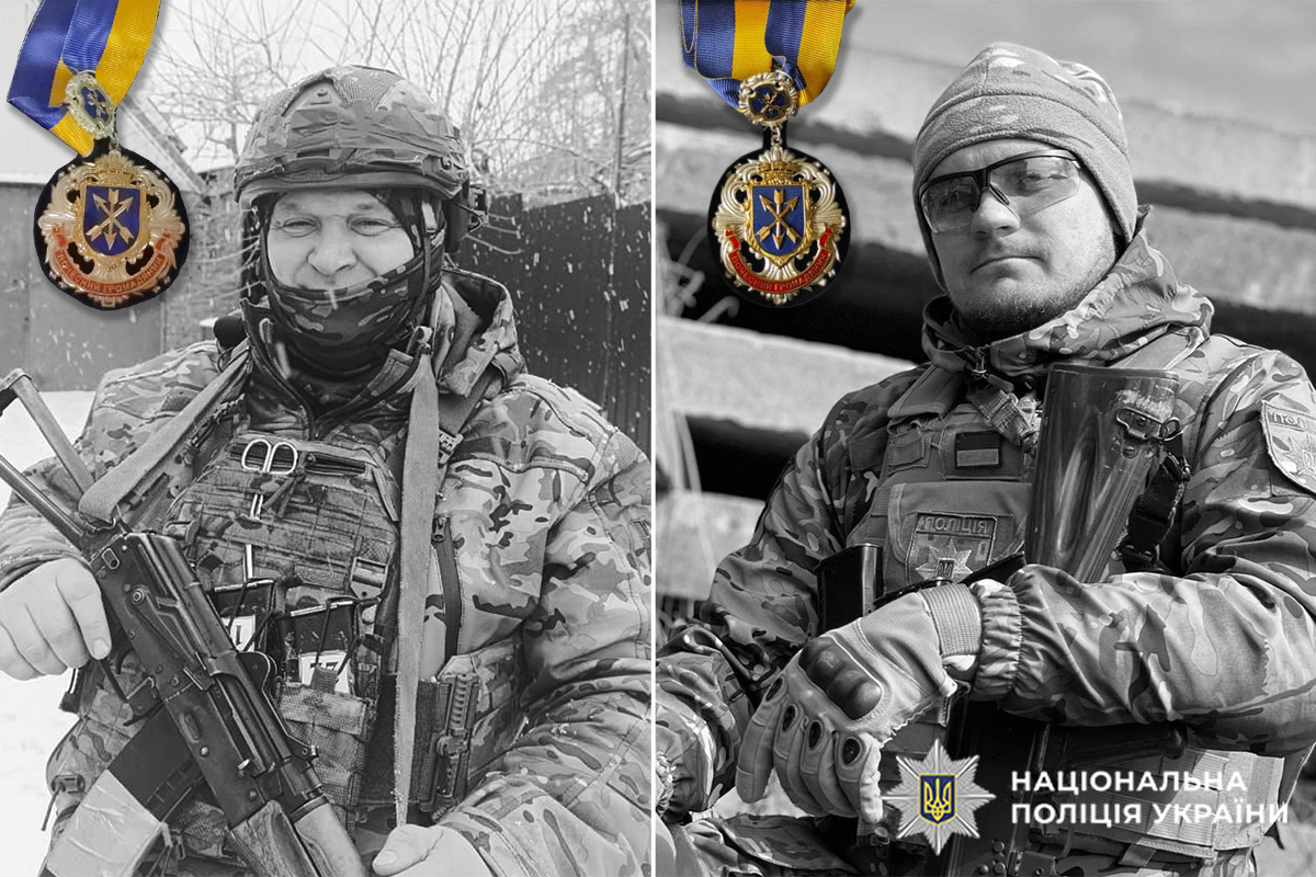 Фотоколаж: загиблі поліцейські з нагородами