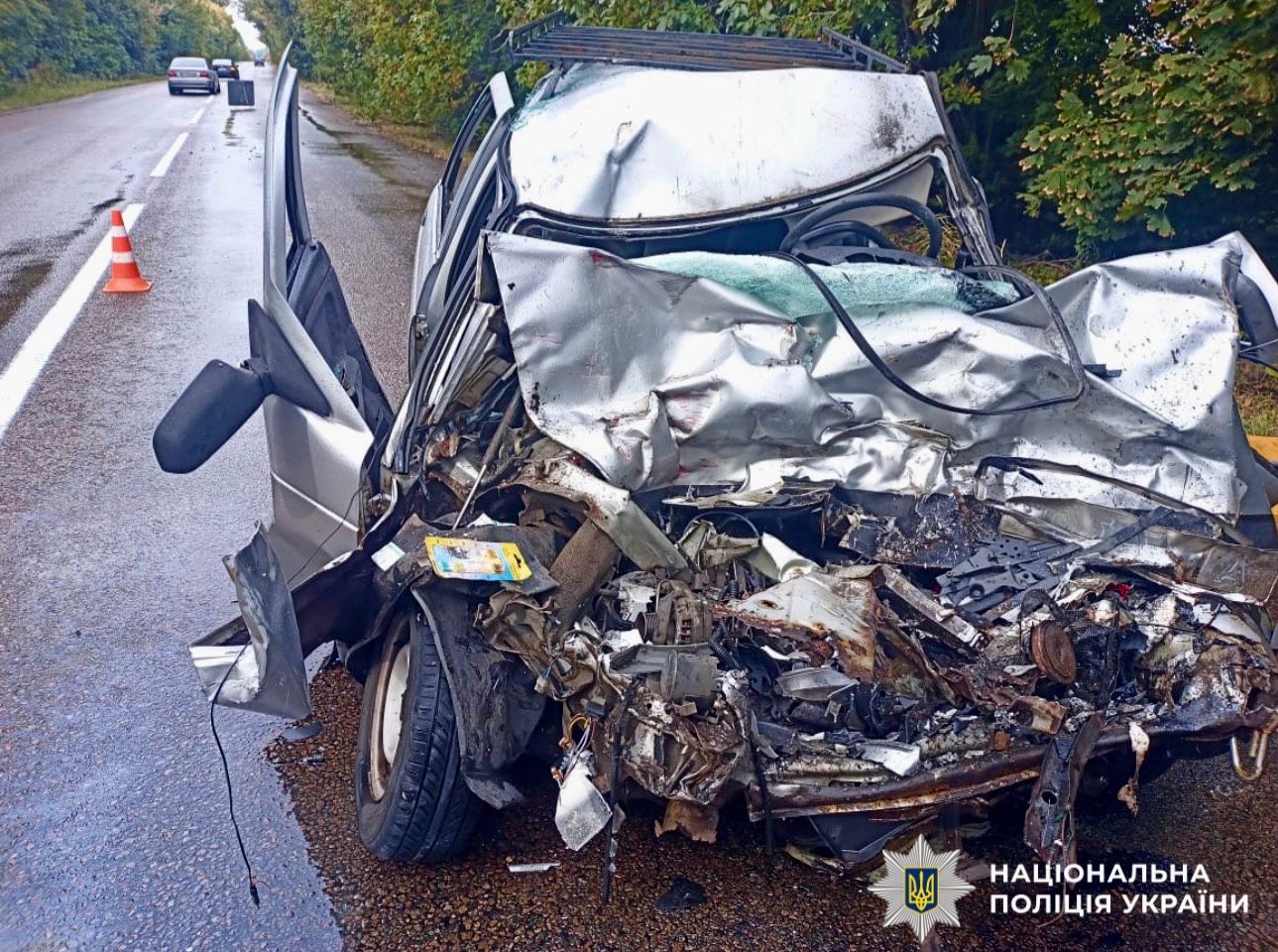 На фото зображено легковий автомобіль, водій якого загинув внаслідок ДТП.