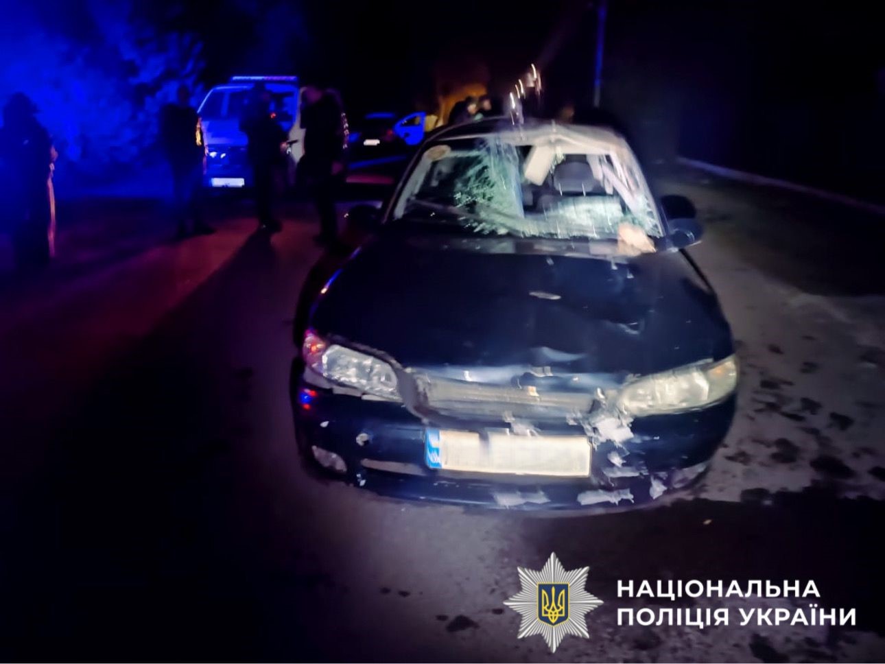 На фотографії зображено автомобіль, який є учасником ДТП на Бучанщині.