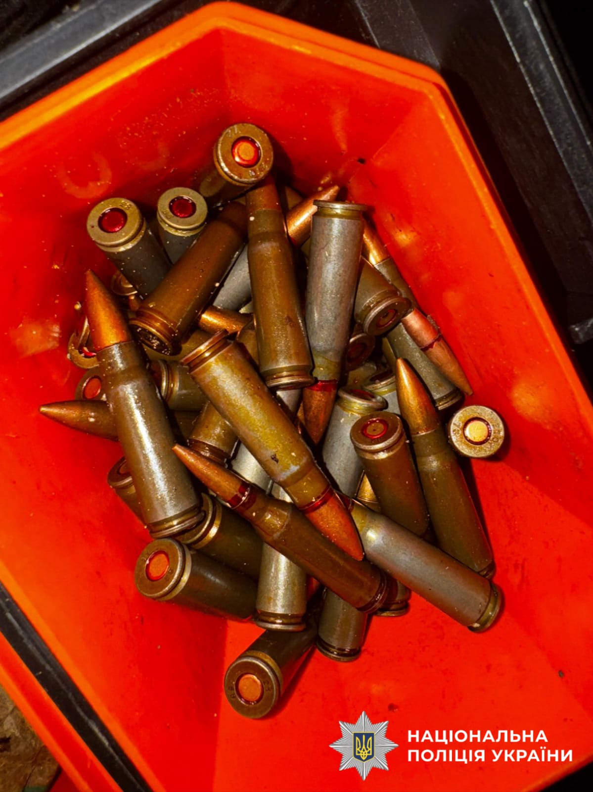 На фотографії зображено виявлені та вилучені речові докази, серед яких боєприпаси.