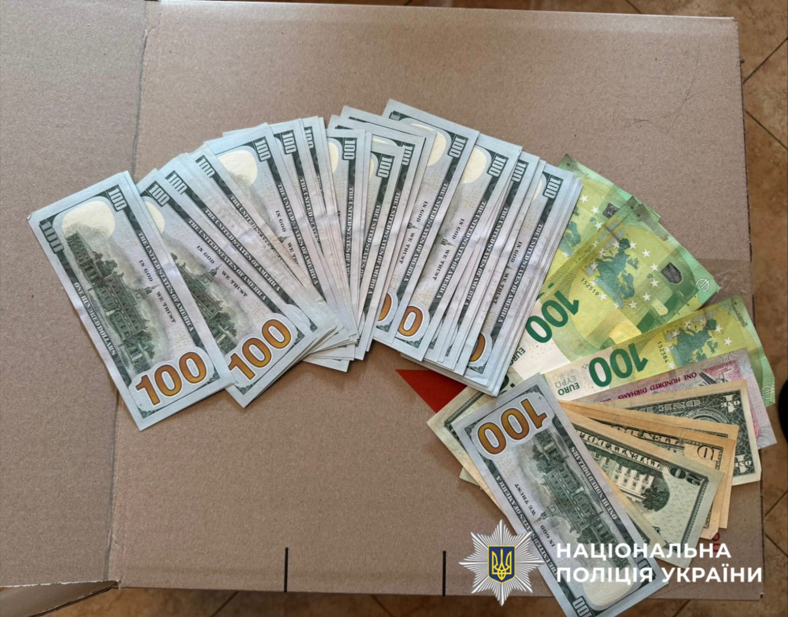 На фотографії зображено виявлені тв вилучені кошти.