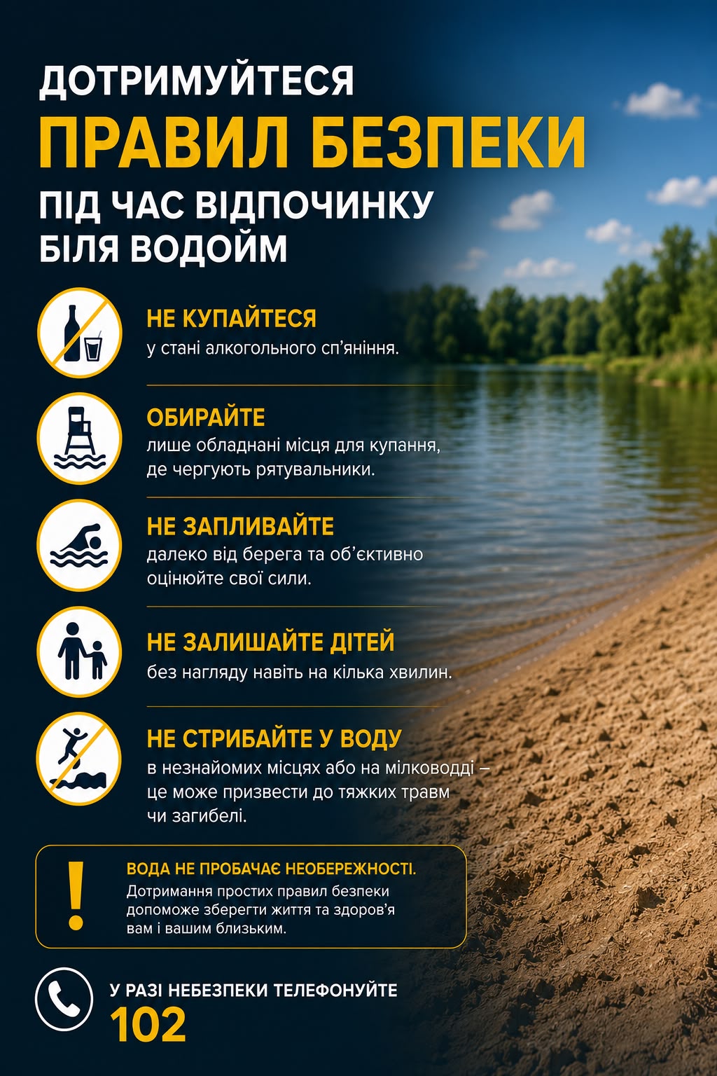 Дотримуйтесь правил безпеки під час відпочинку на воді