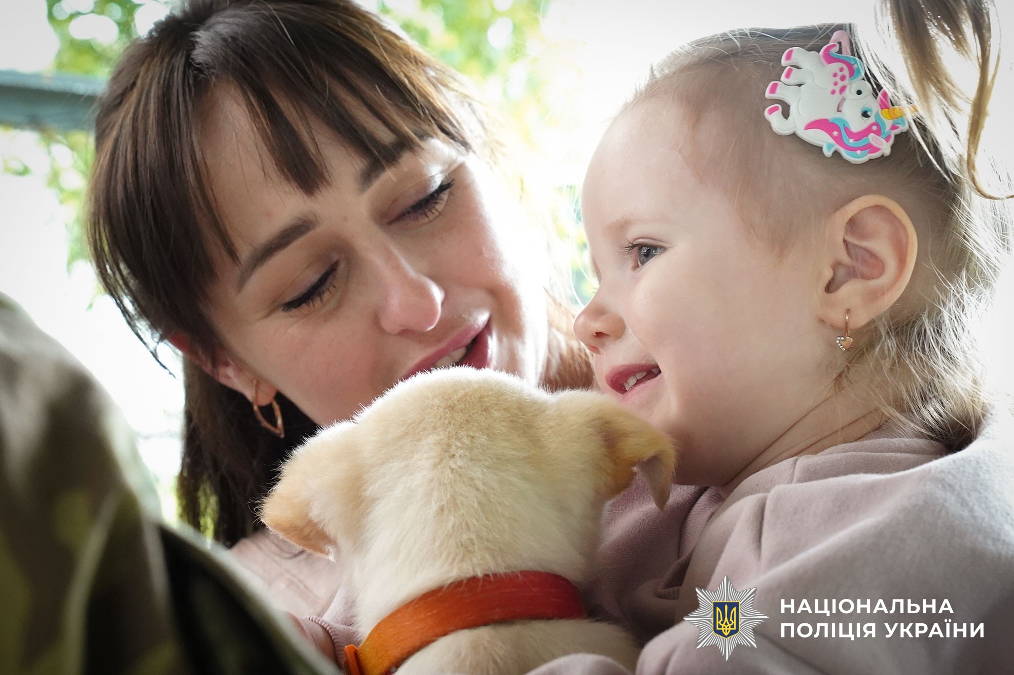 кінологи поліції проводять сеанс каністерапії