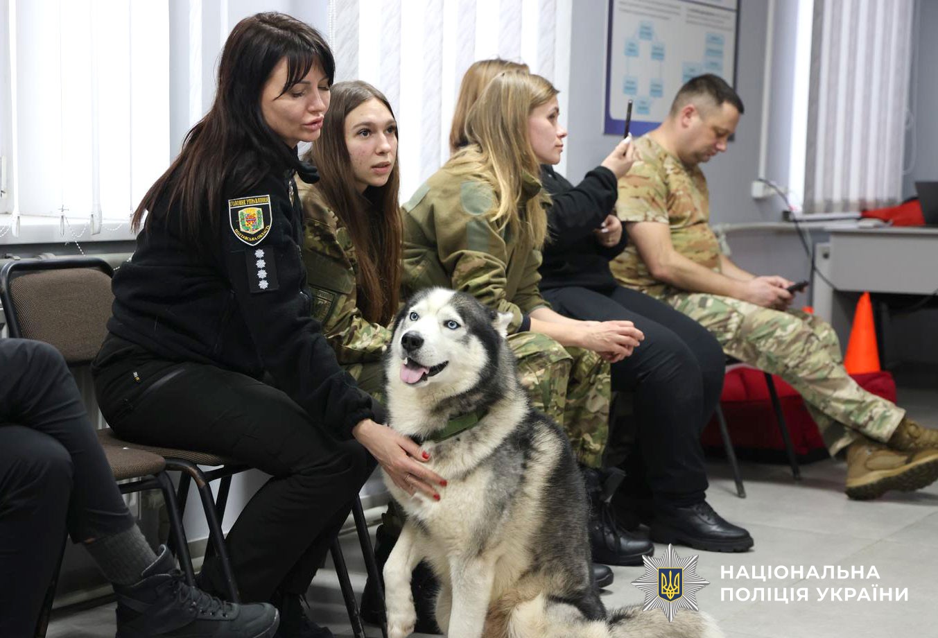 поліцейські вчаться методиці каністерапії