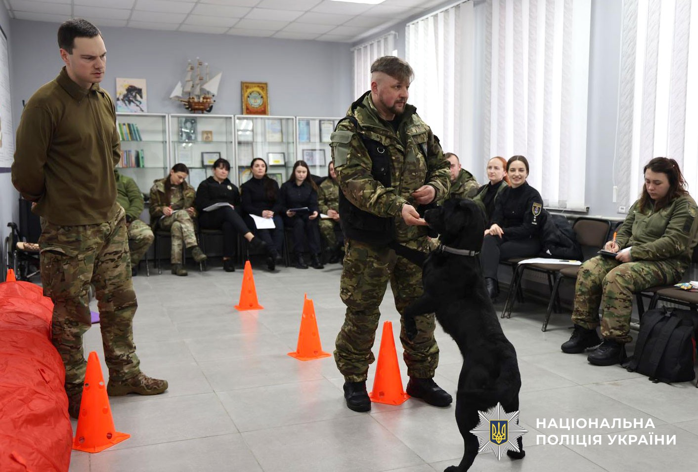 поліцейські вчаться методиці каністерапії