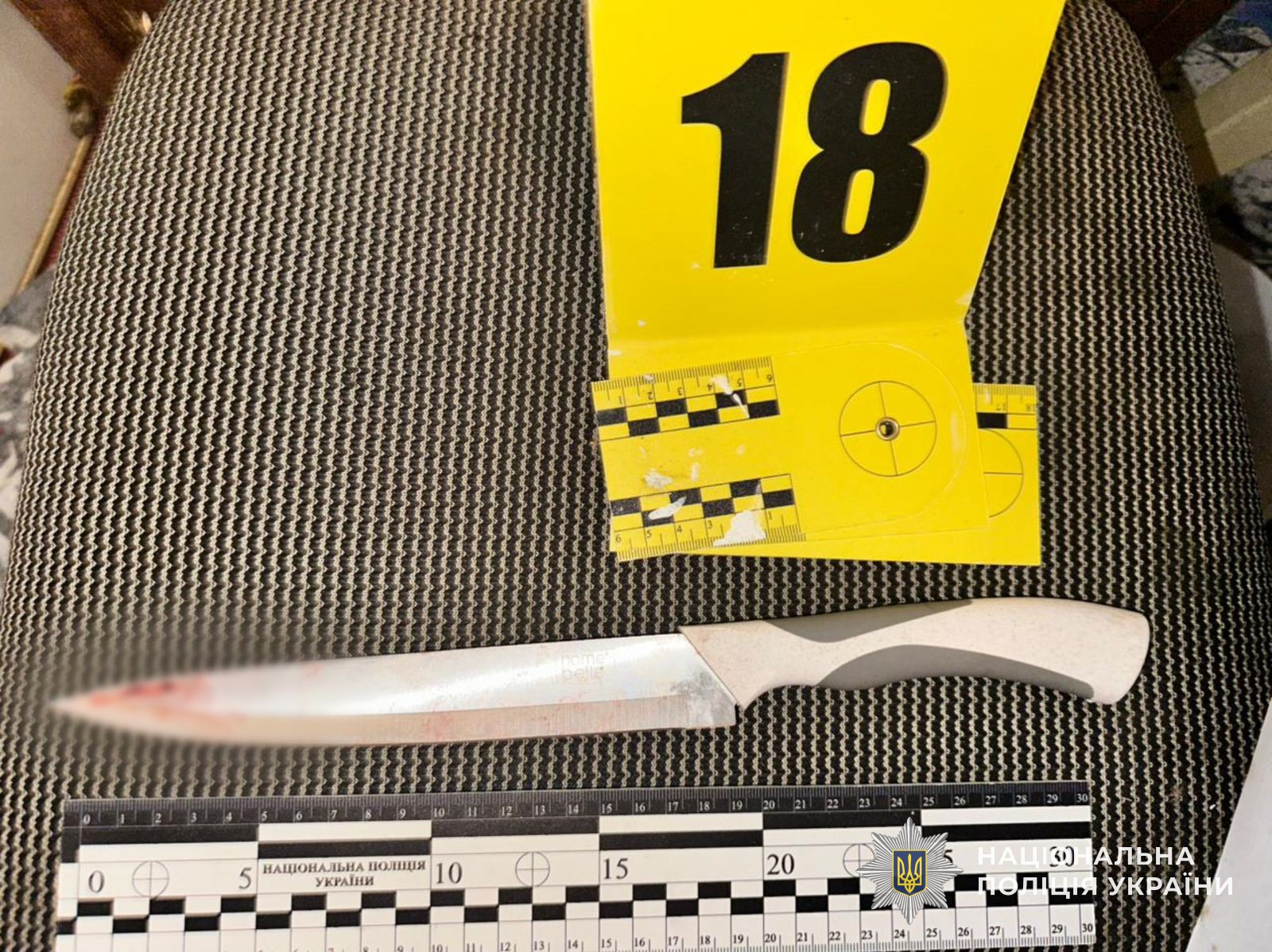 Знаряддя злочину — ніж — зі слідами крові