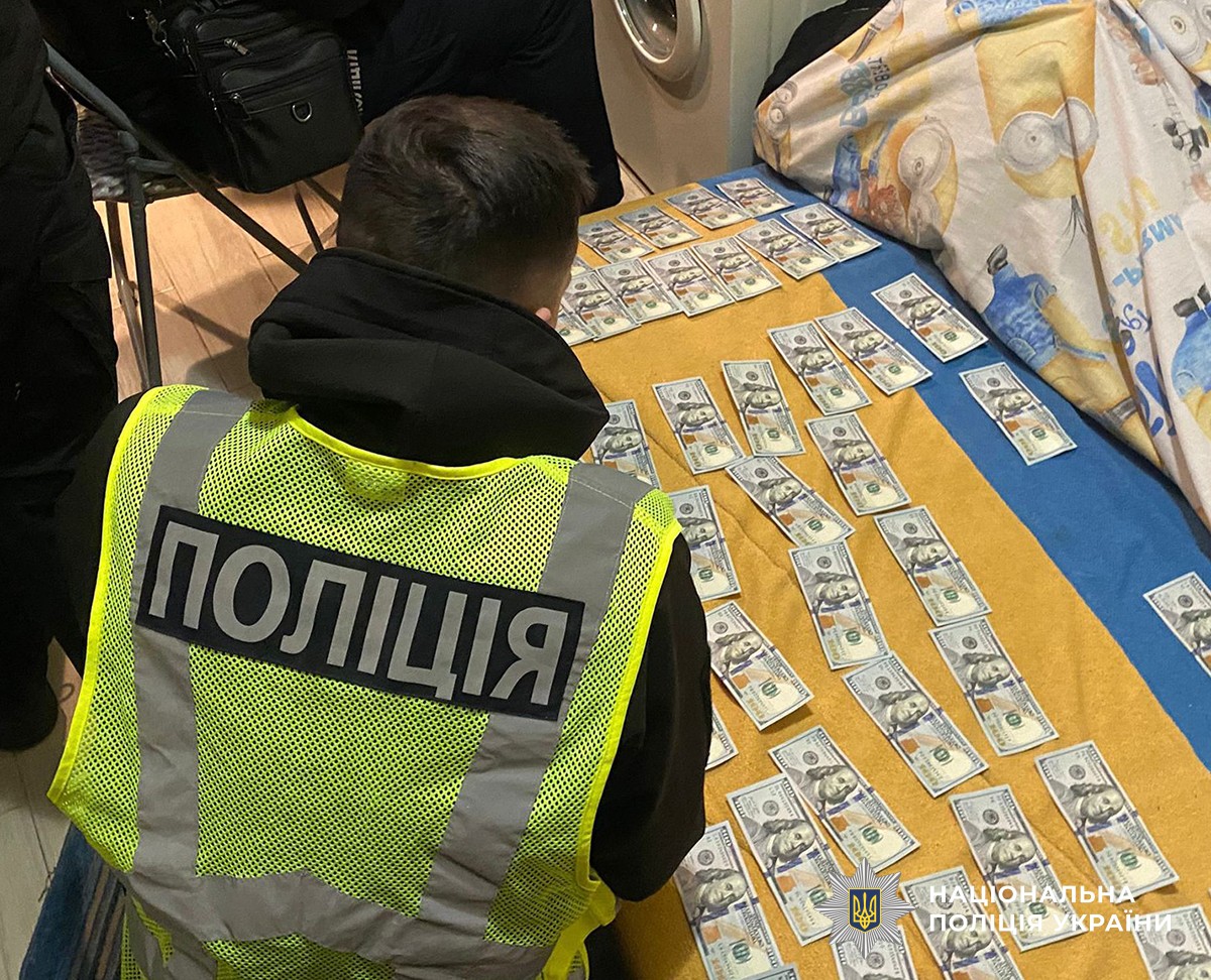 Поліцейський оглядає гроші в доларах