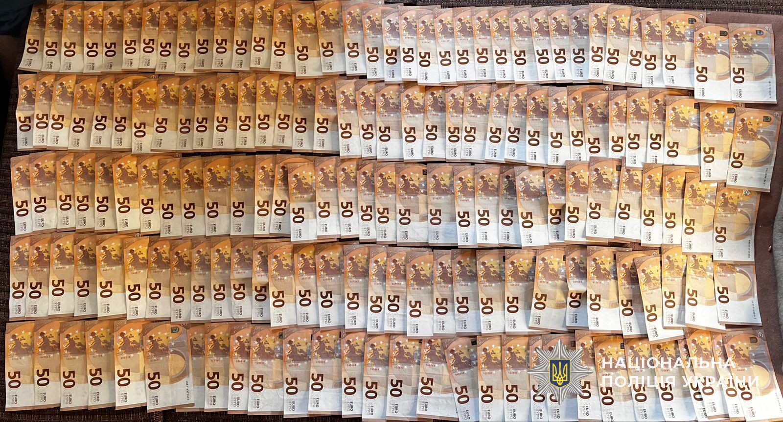 Вилучена у фігурантів готівка - розкладені купюри по 50 євро