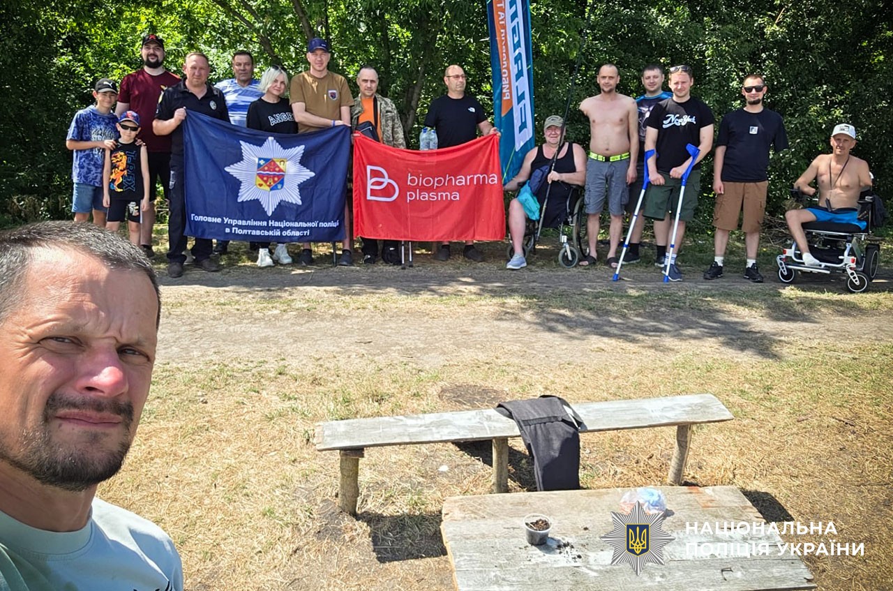 Тиша водойми замість звуків війни: на Полтавщині ветерани відновлювалися під час риболовлі